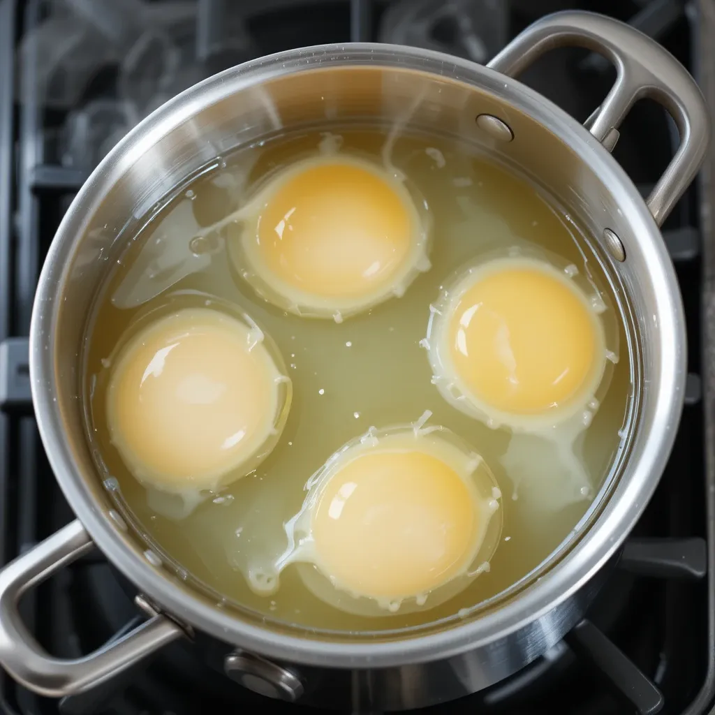 poach four eggs