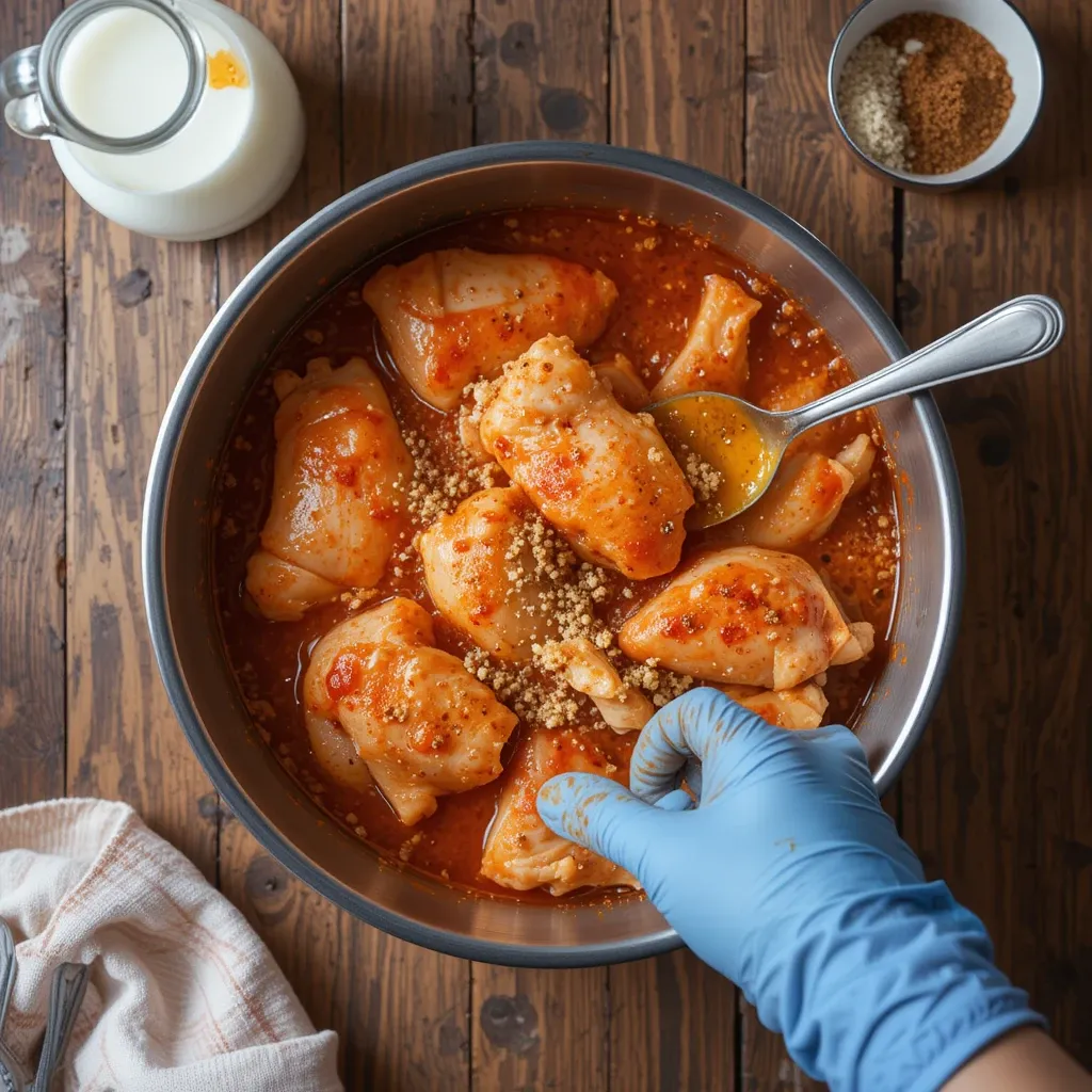 Marinate boneless chicken