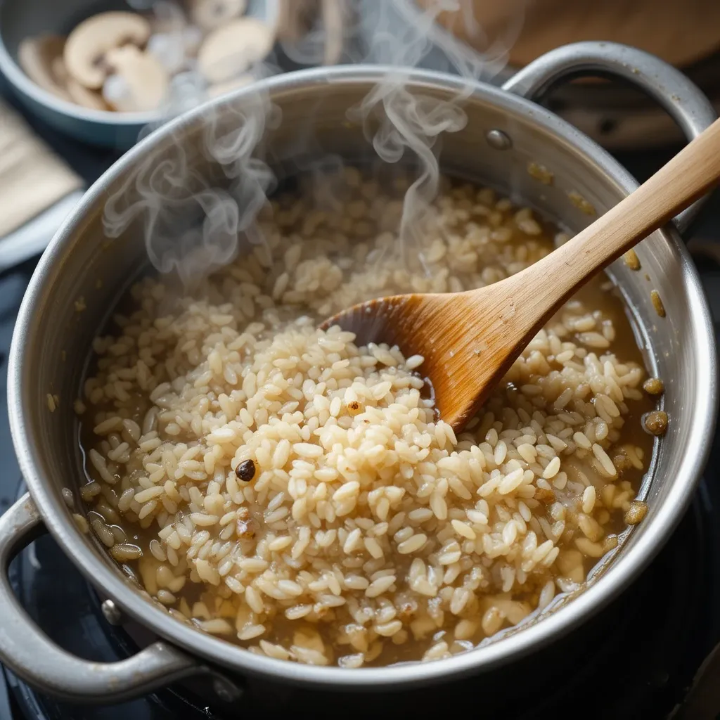 Arborio rice and mushroom stock