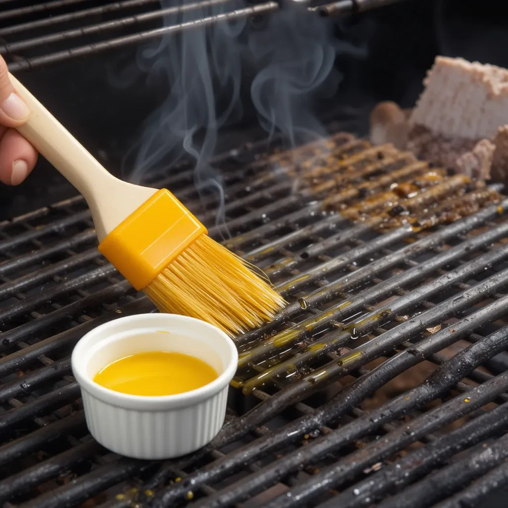 Brush grill grates with corn oil