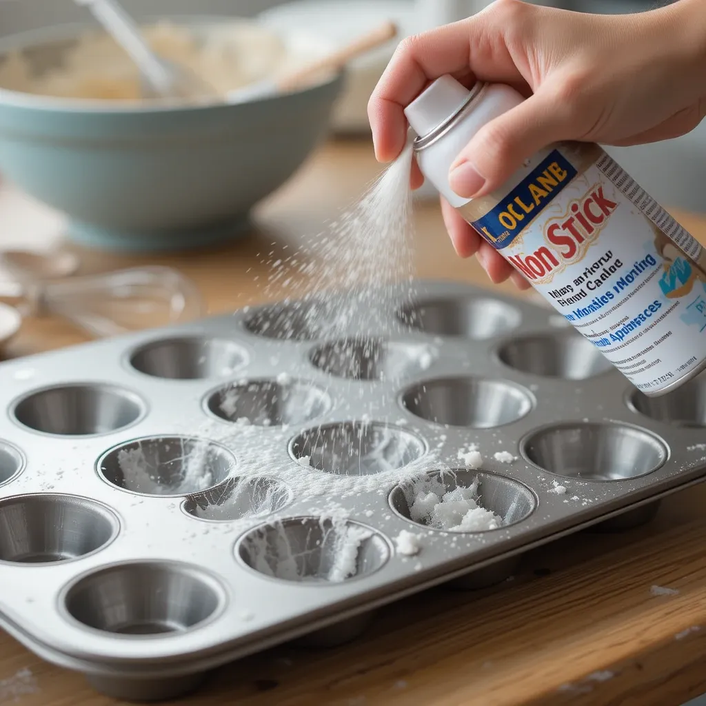 muffin pan with cooking spray