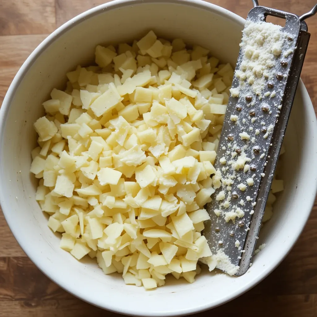 Grate cooled potatoes
