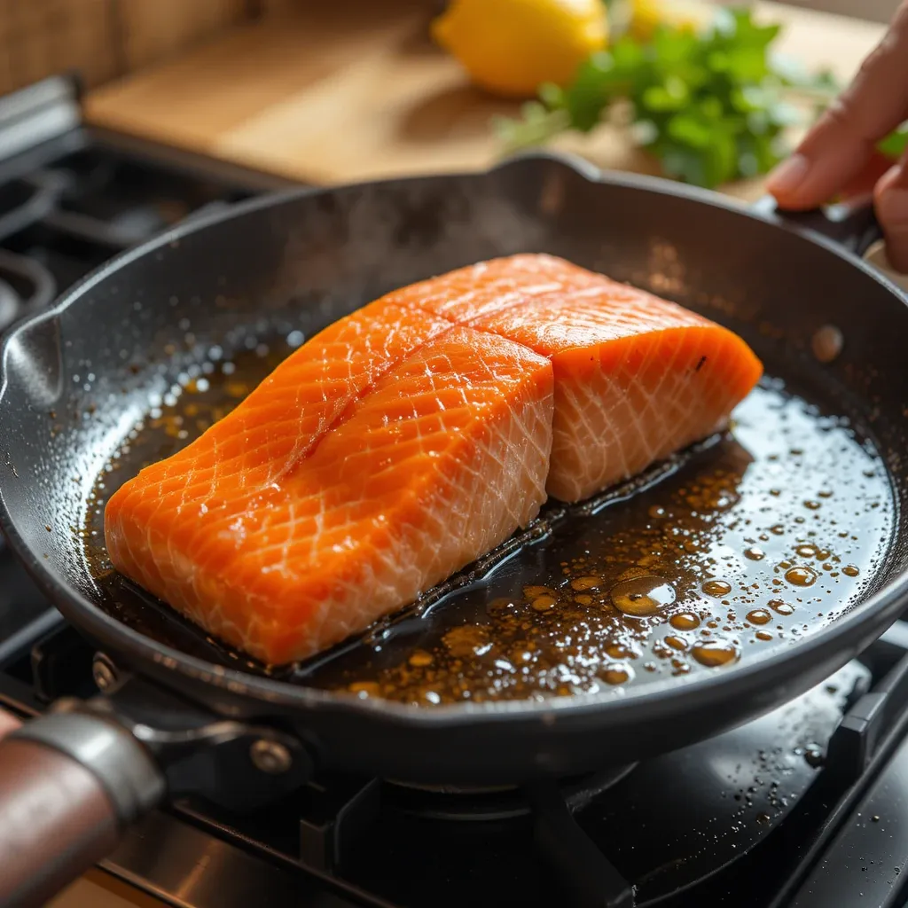 frying salmon