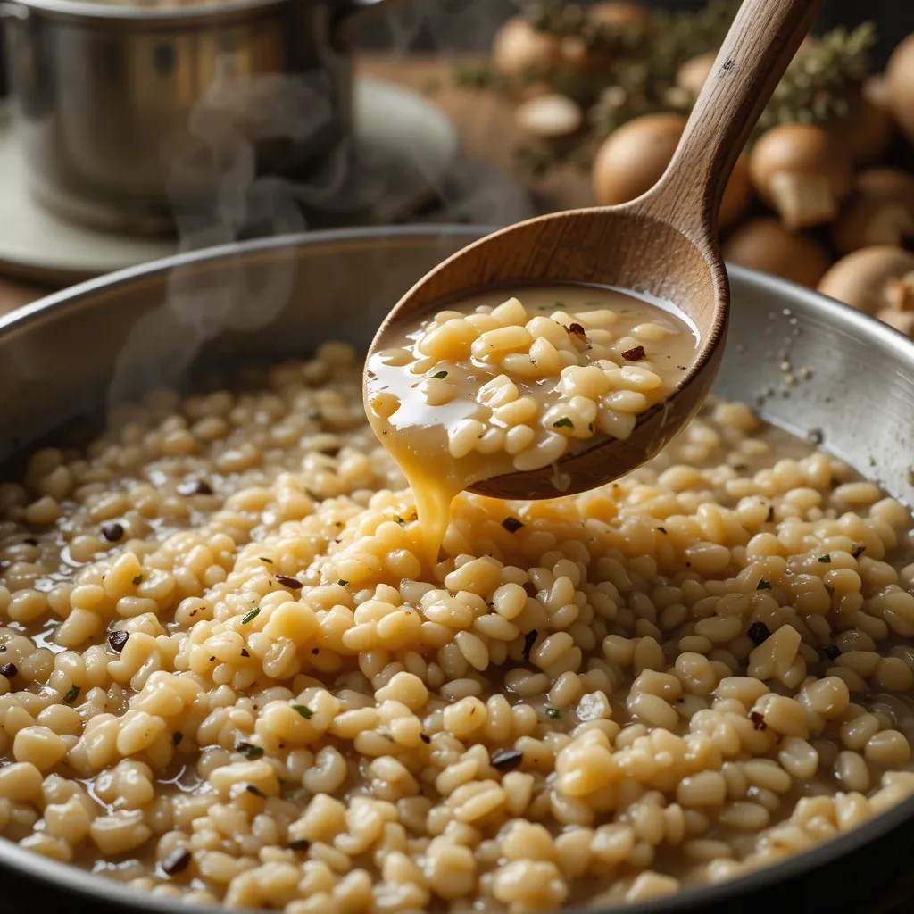 Arborio rice and mushroom stock