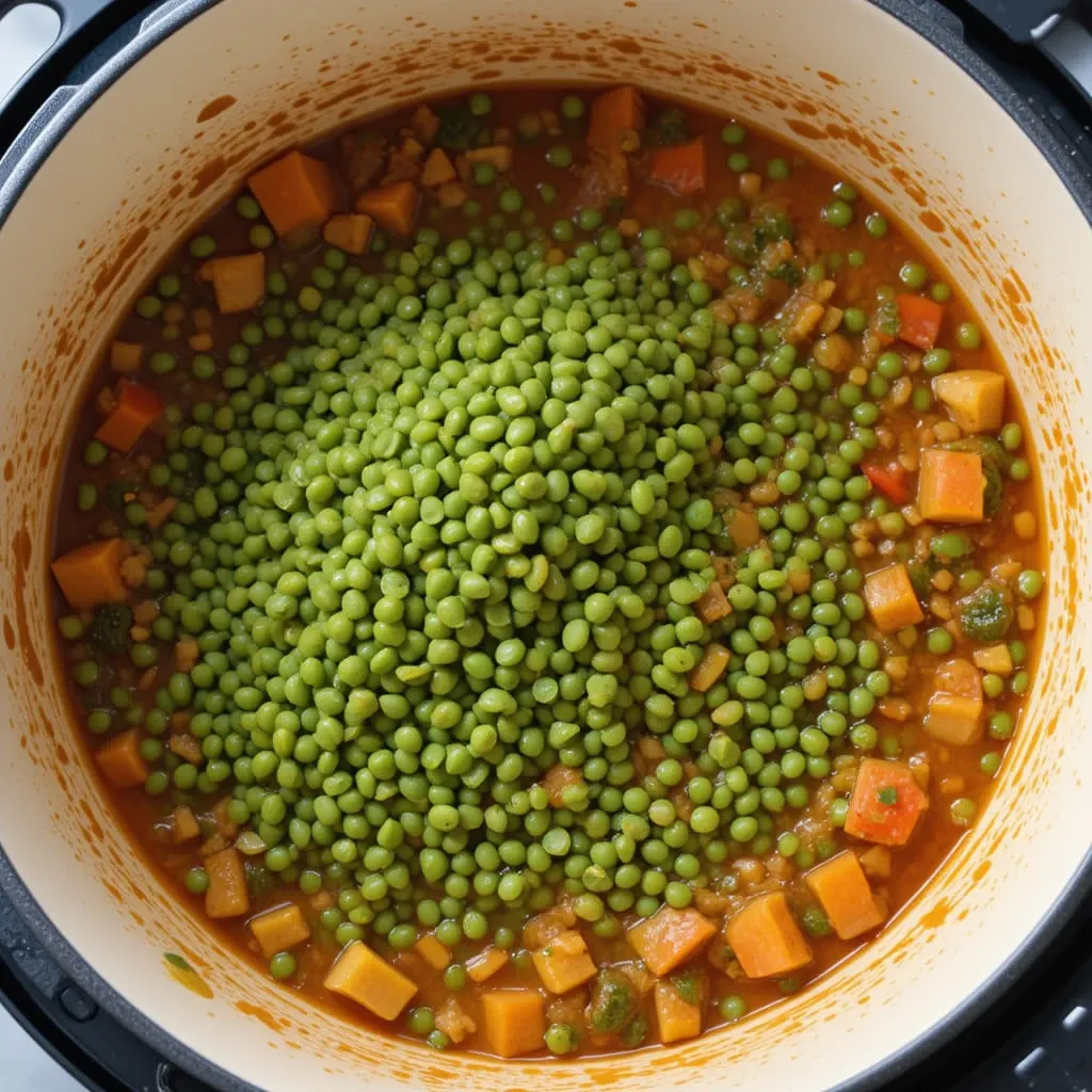 minced garlic, dried thyme, tomato paste, curry paste & Rinse green lentils