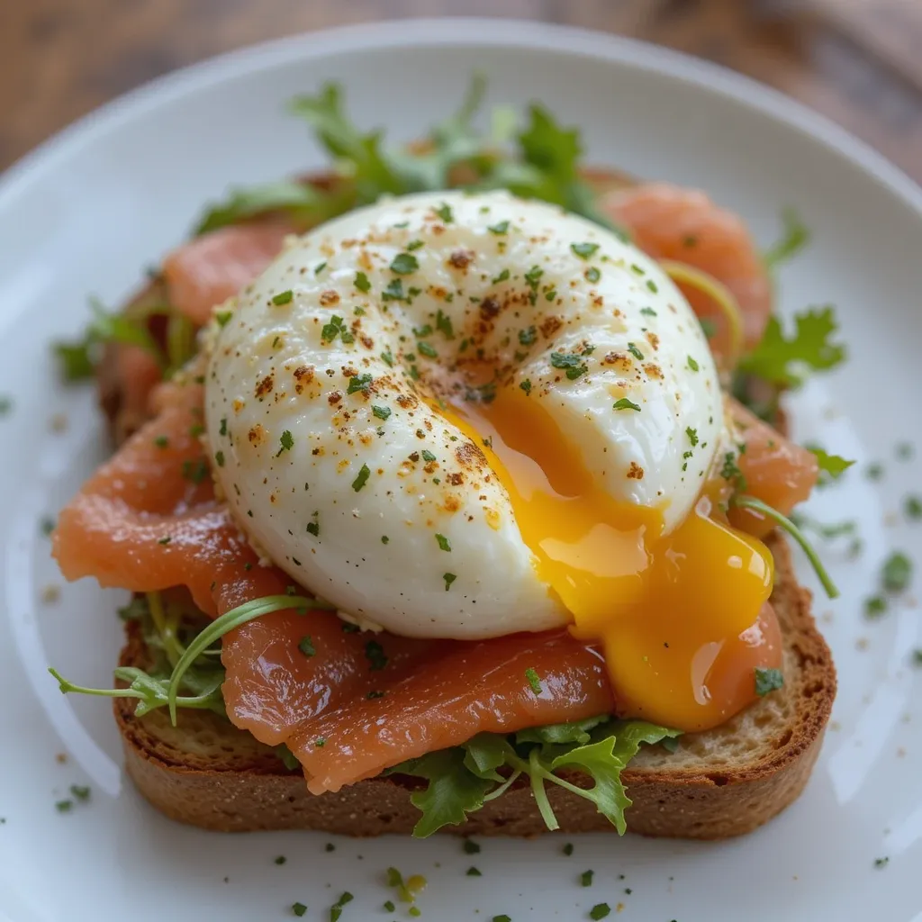 bread, salmon and egg