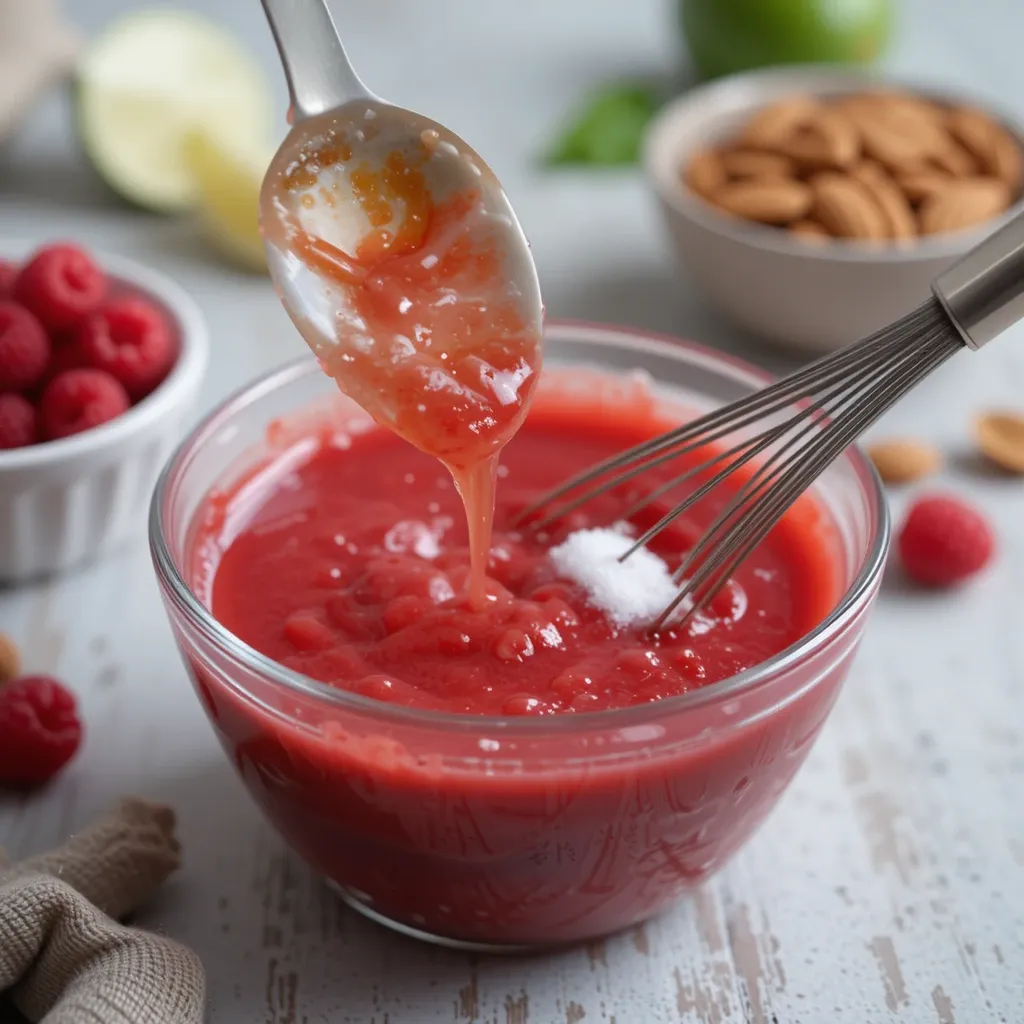 raspberries sauce, honey & vegetable oil